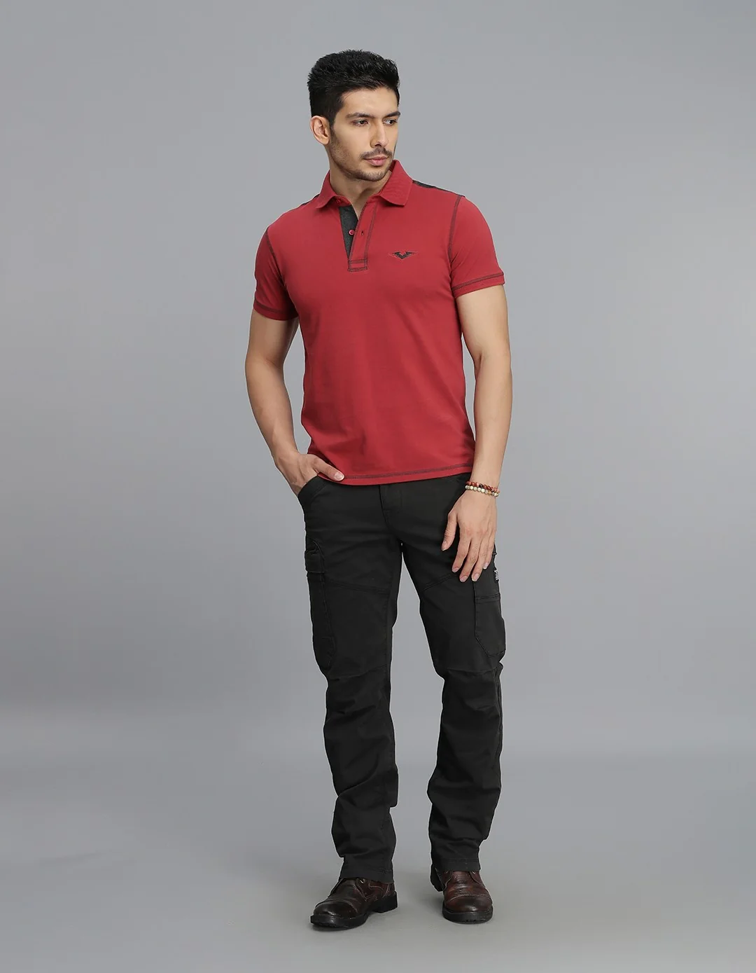 Brick Red Half Sleeves Pique Polo Tee - Image 2