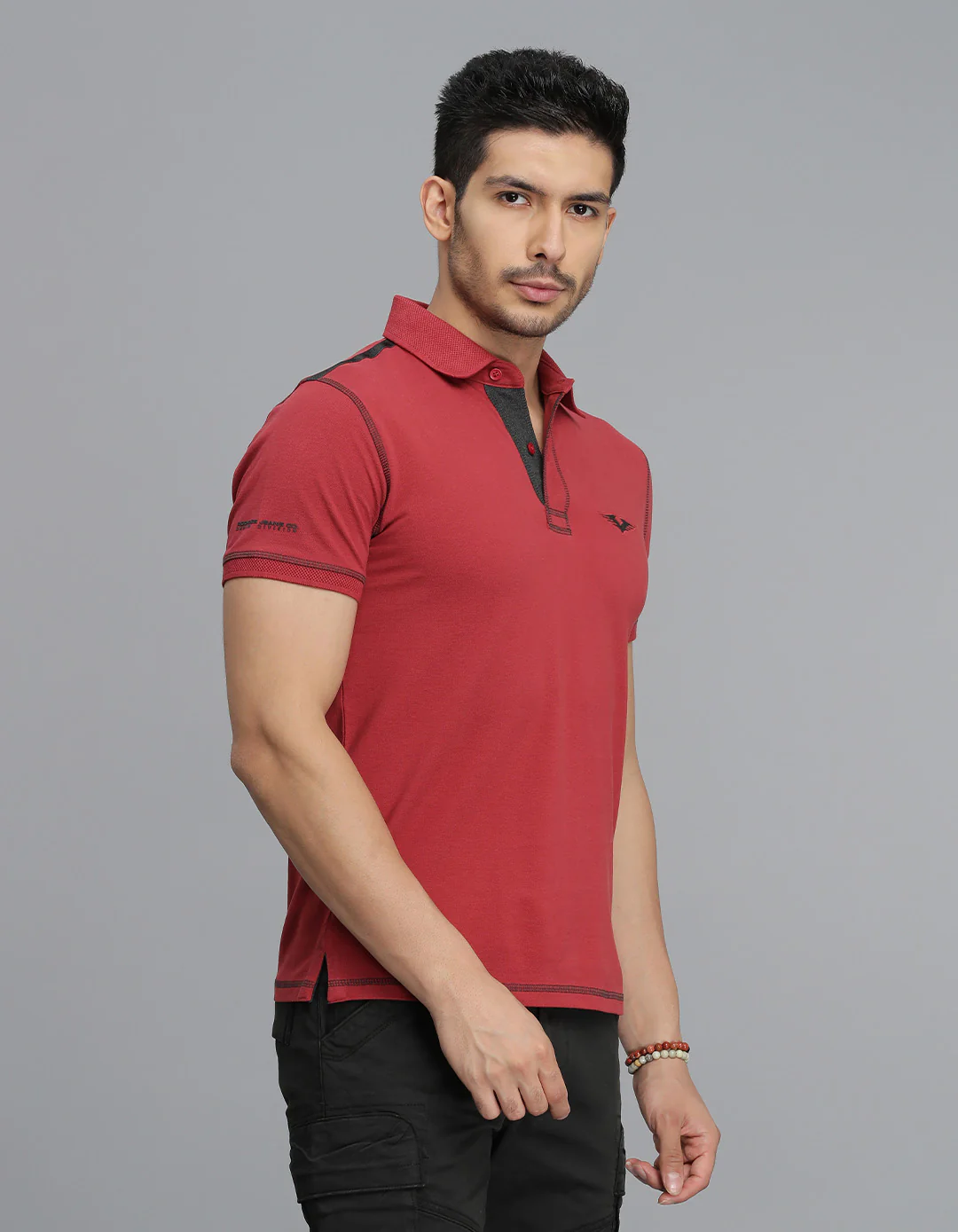 Brick Red Half Sleeves Pique Polo Tee - Image 5