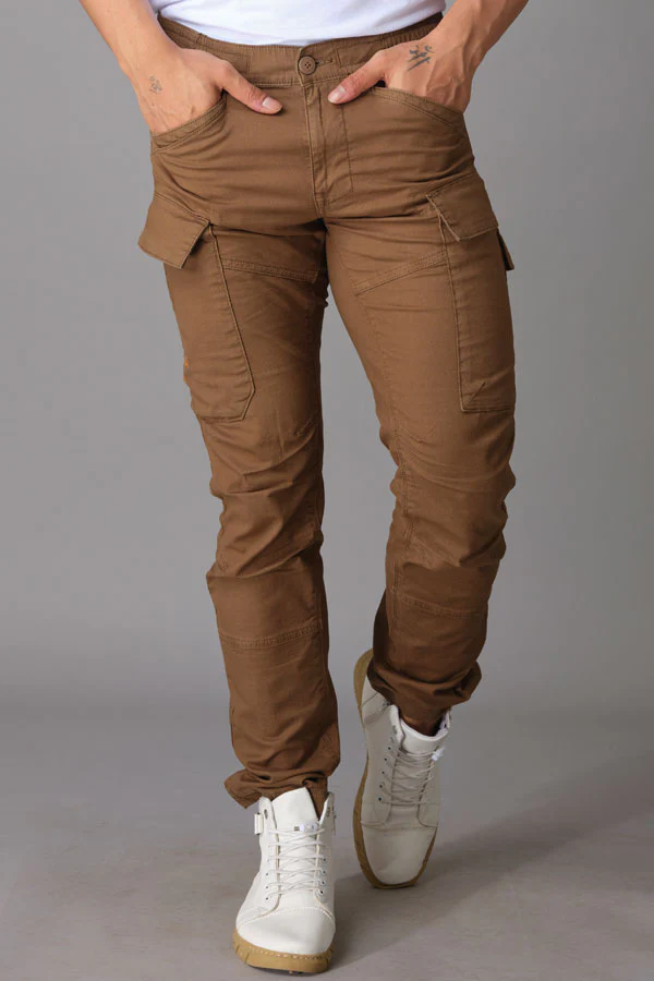 Brown Tapered Fit Cargo Pant