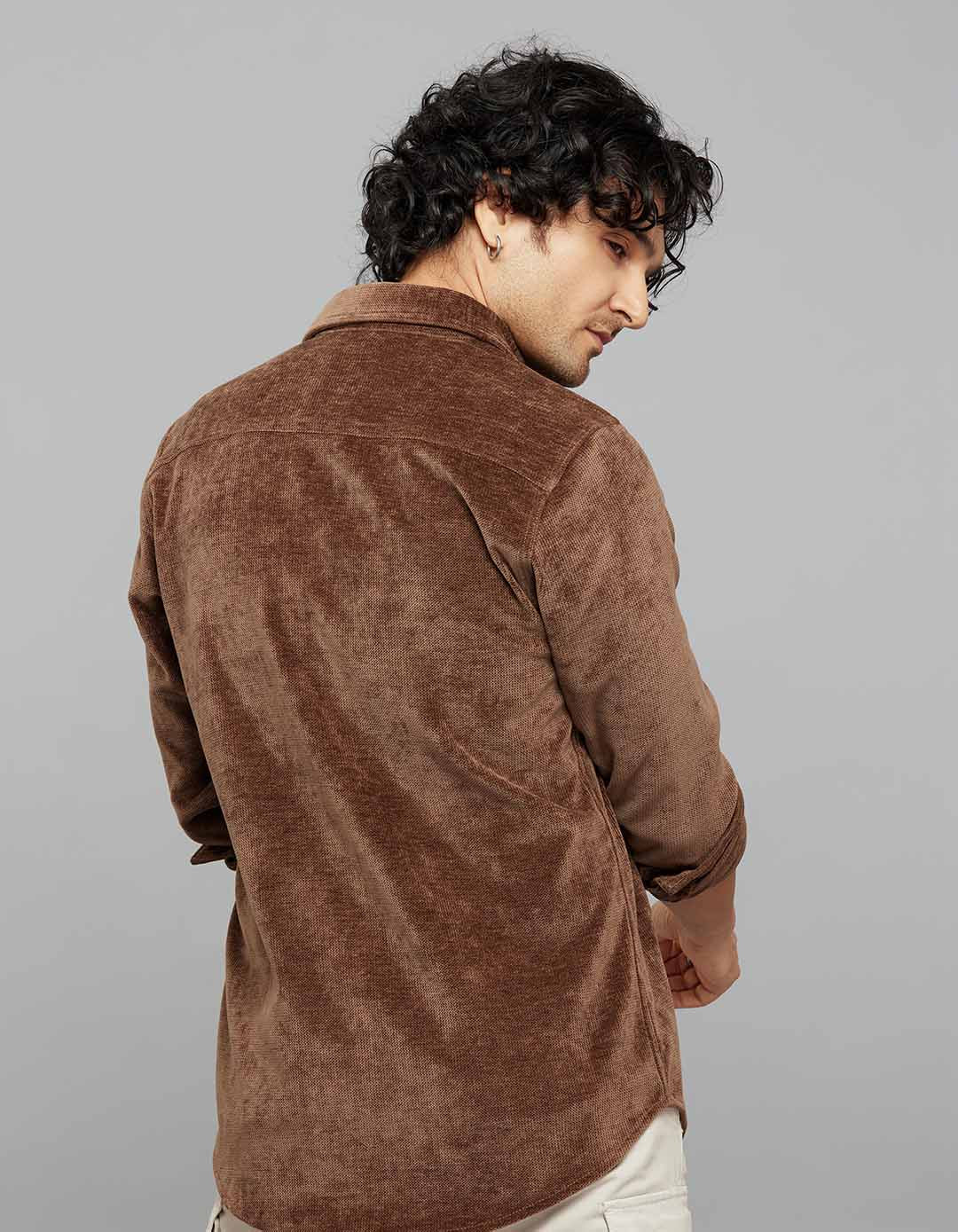 Brown Full Sleeves Button Front Closure Shacket - Image 6
