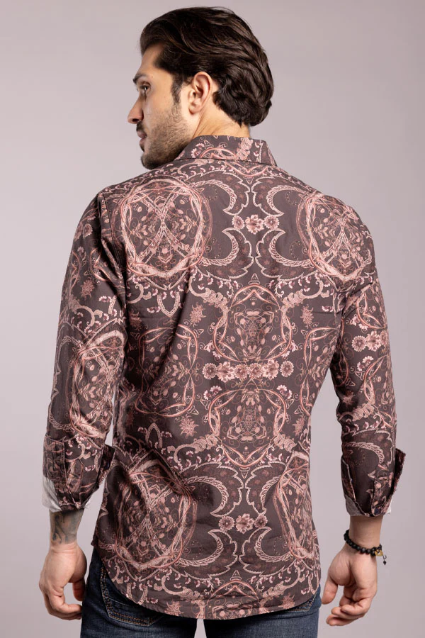 Brown Full Sleeves Printed Shirt - Image 5