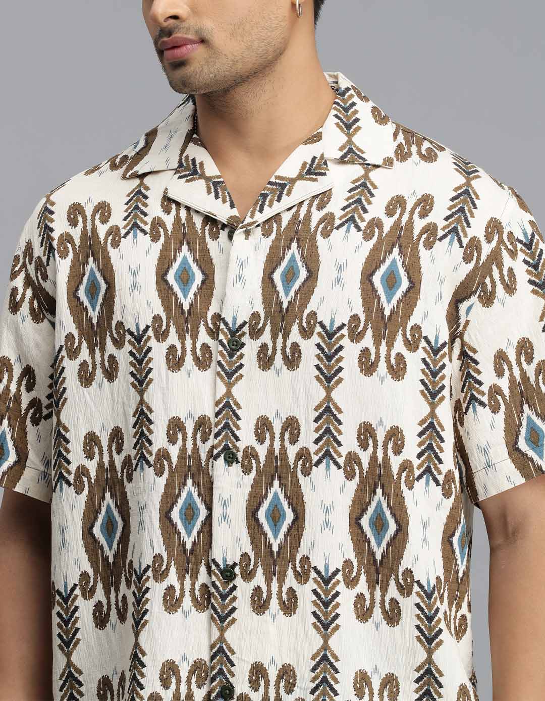 Brown Half Sleeves Printed Shirt - Image 2