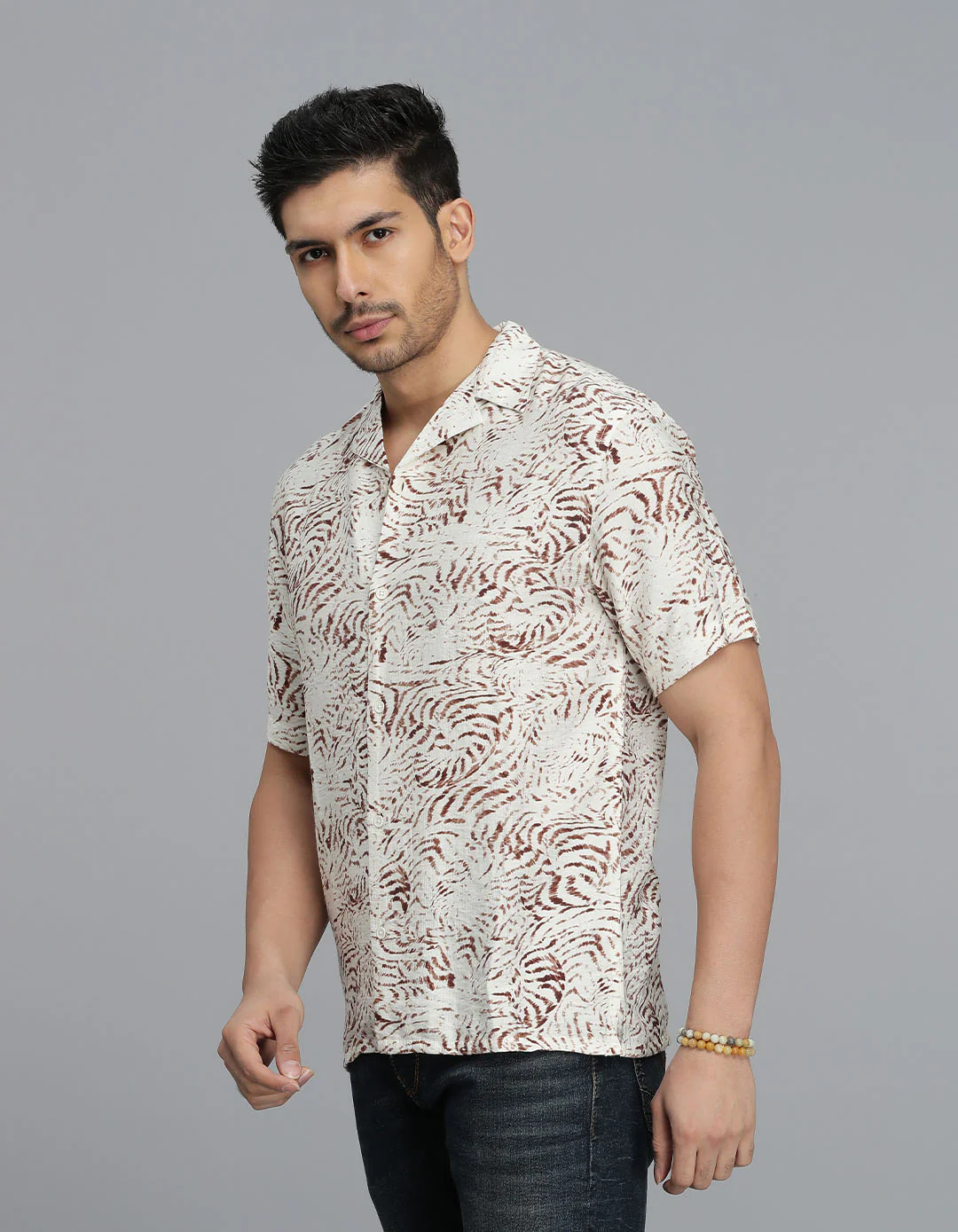 Brown Half Sleeves Printed Shirt - Image 3
