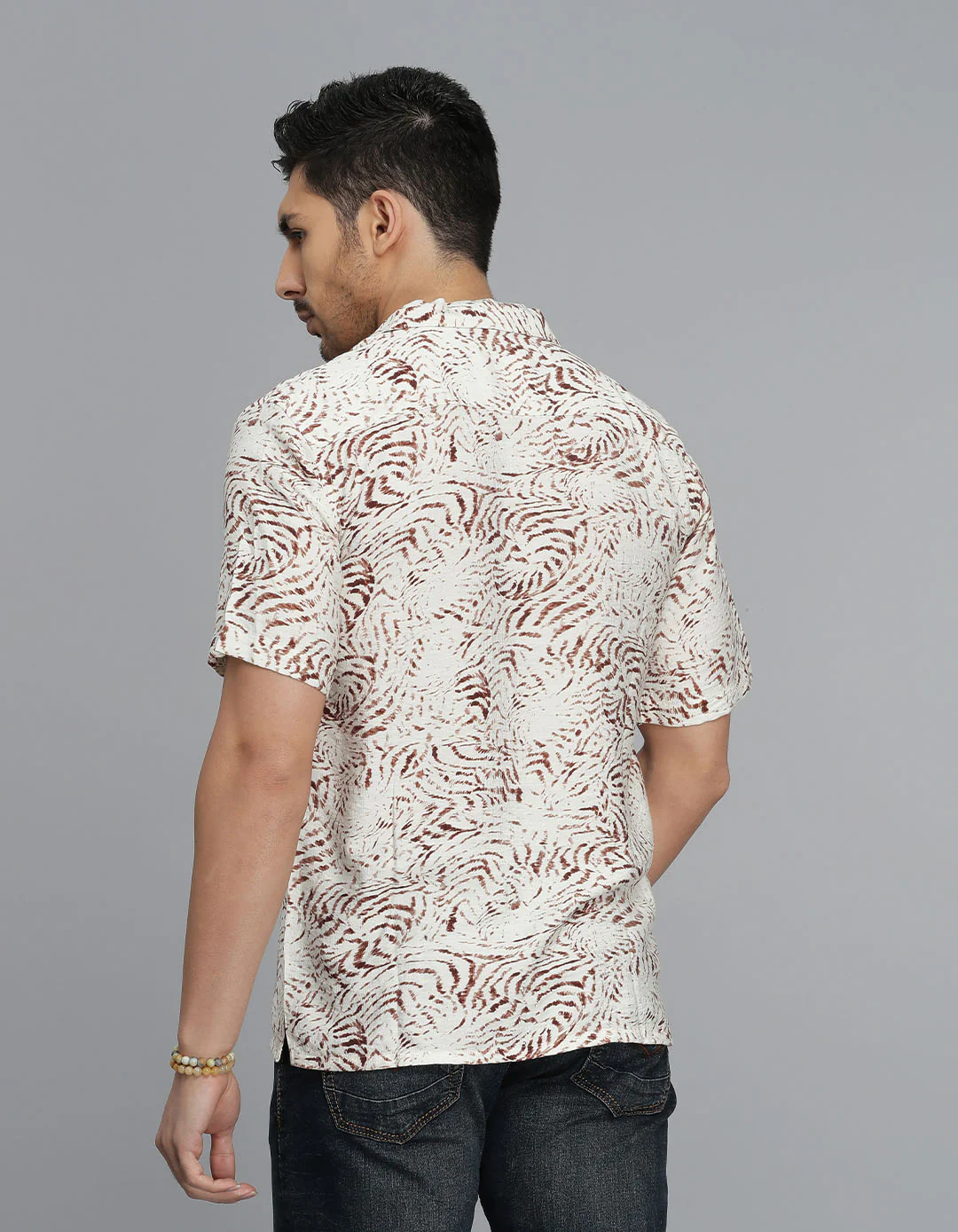 Brown Half Sleeves Printed Shirt - Image 5