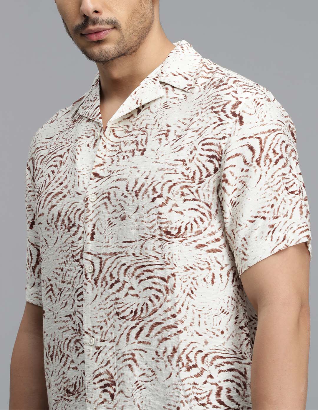Brown Half Sleeves Printed Shirt - Image 6