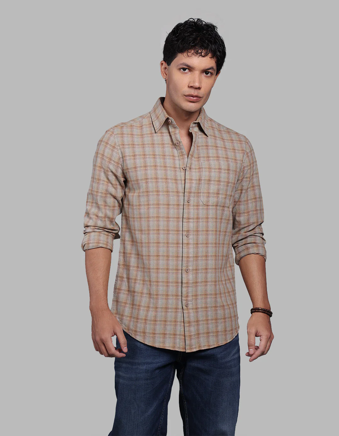 Brown Pista Full Sleeve Check Shirt