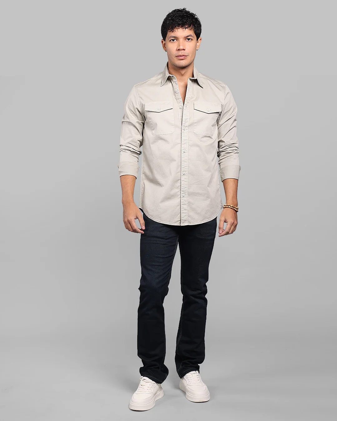 Cement Full Sleeve Stretch Cargo Shirt - Image 2