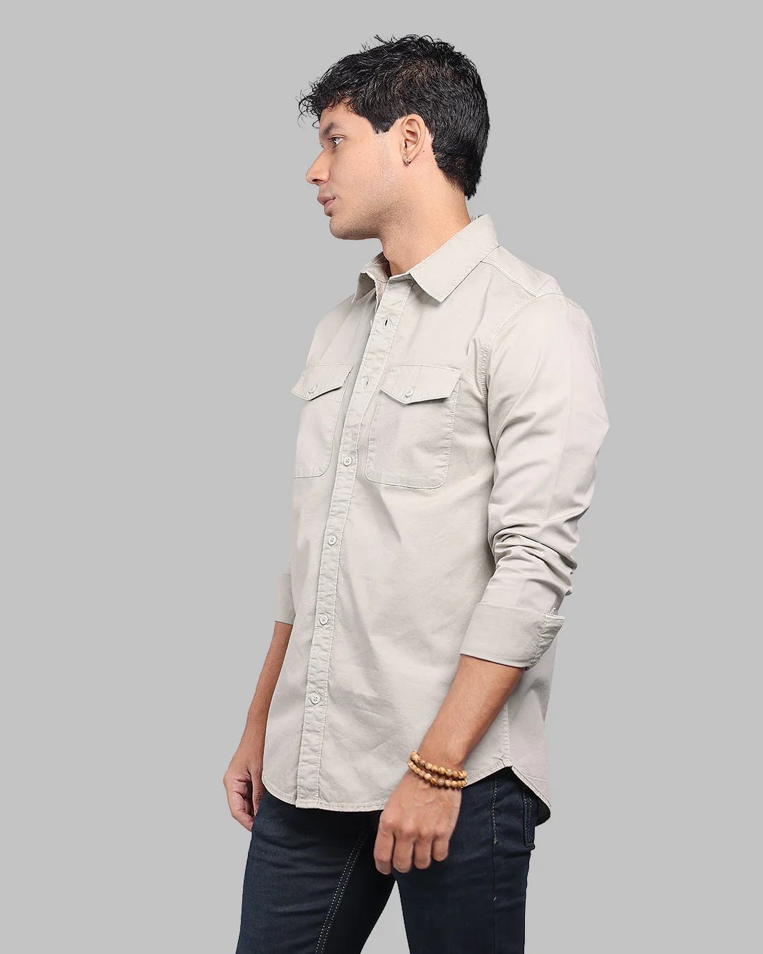 Cement Full Sleeve Stretch Cargo Shirt - Image 3