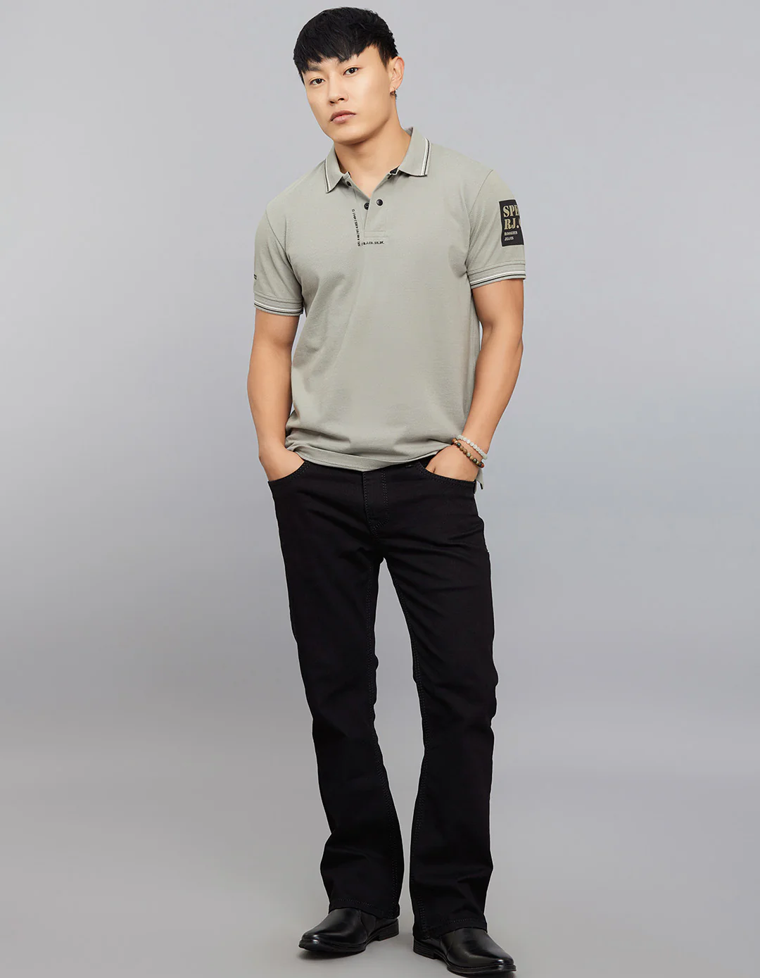 Cement Half Sleeves Pique Polo Tee - Image 2