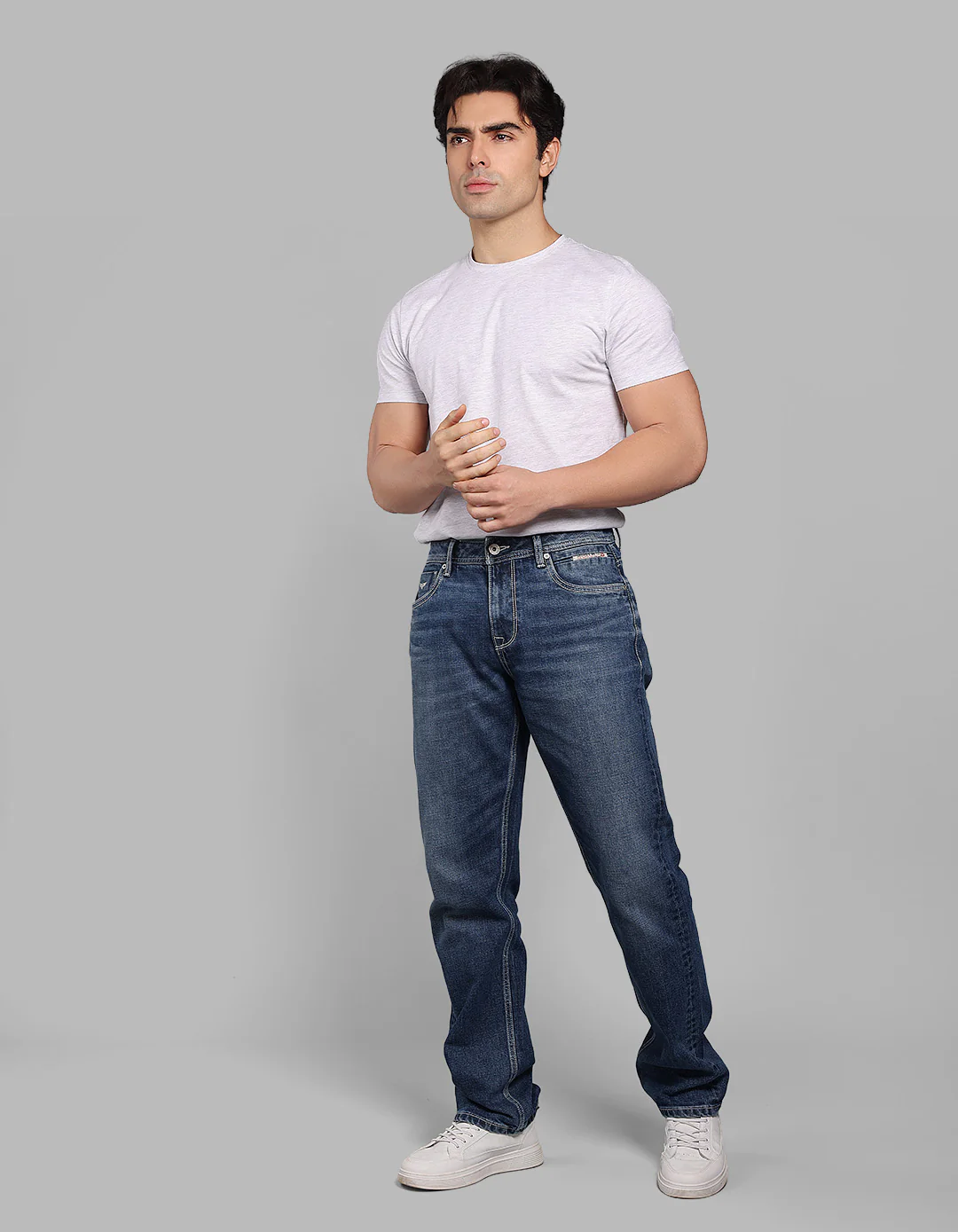 Charcoal Midrise, Comfort And Straight Fit Stretch Jeans - Image 2