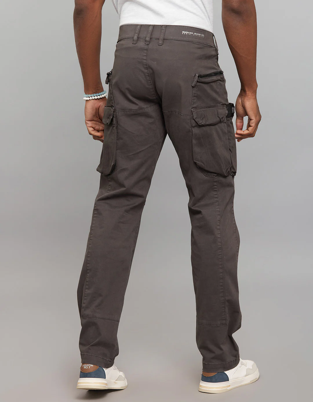 Charcoal Comfort Straight Fit Stretch Cargo Pants - Image 5