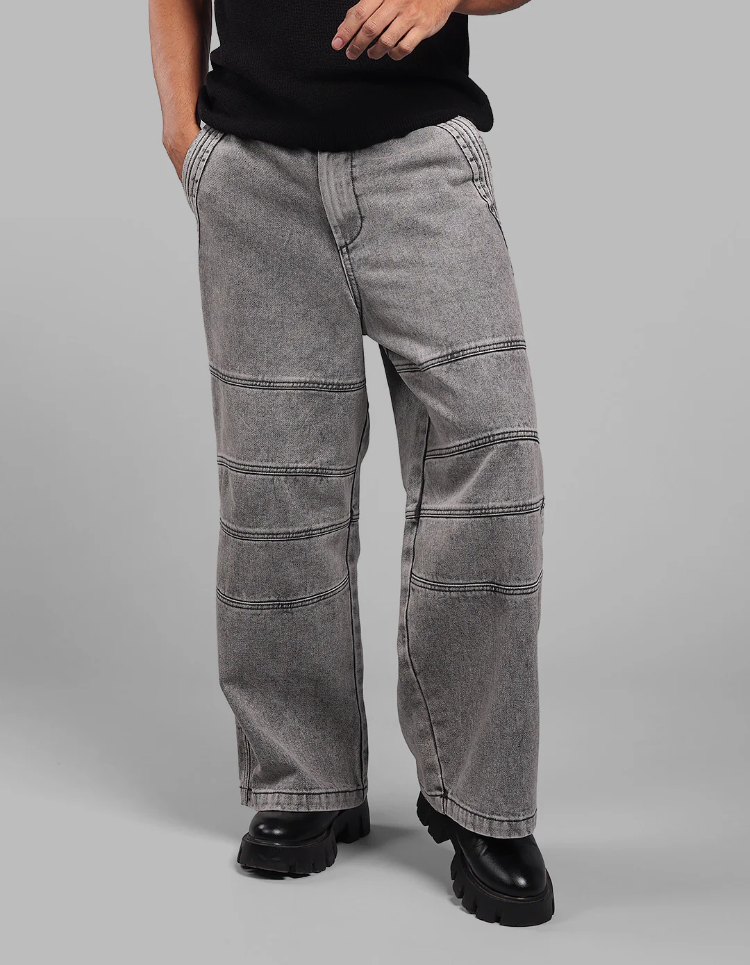 Charcoal Extra Loose Fit Denim Pant - Image 3