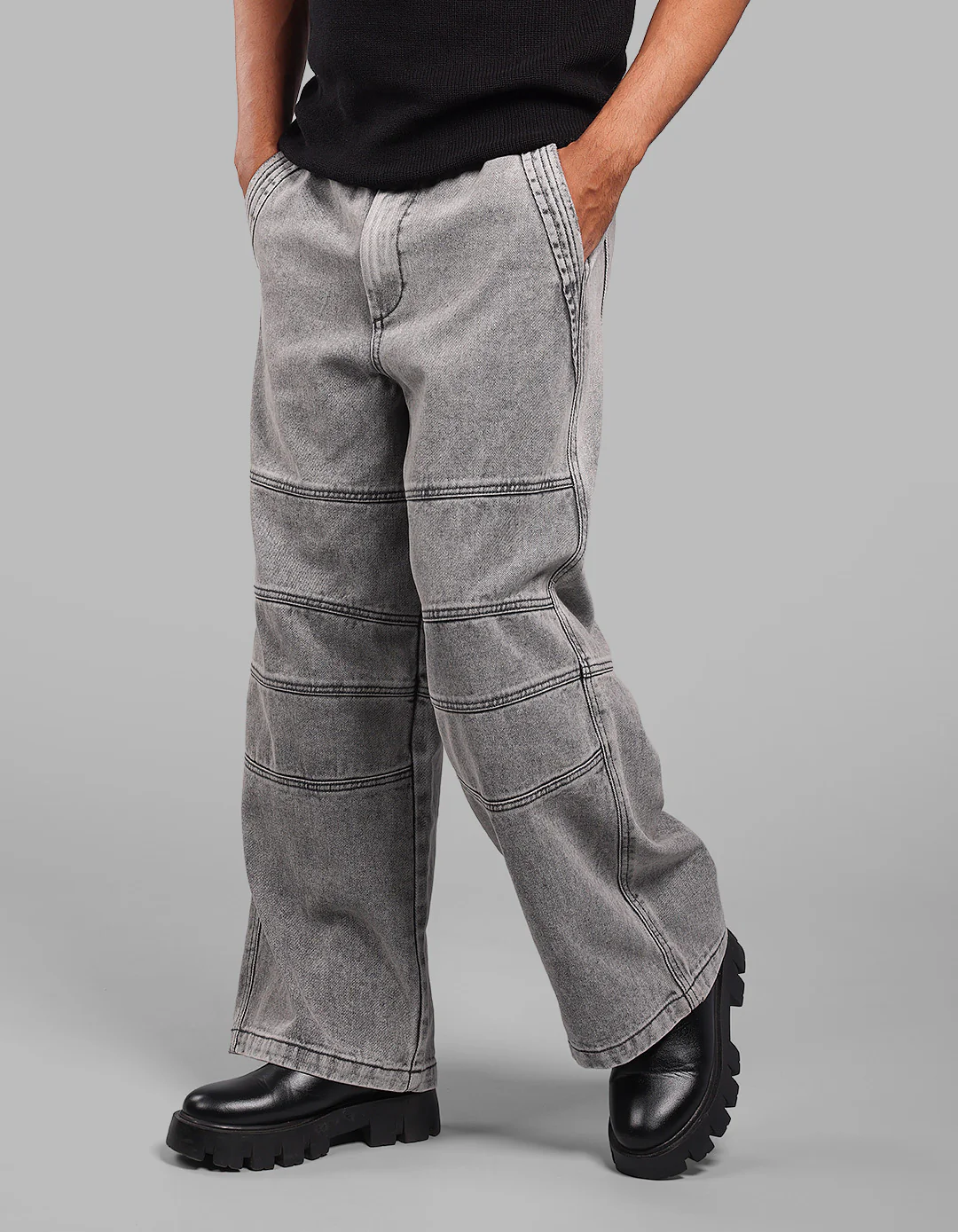 Charcoal Extra Loose Fit Denim Pant - Image 4