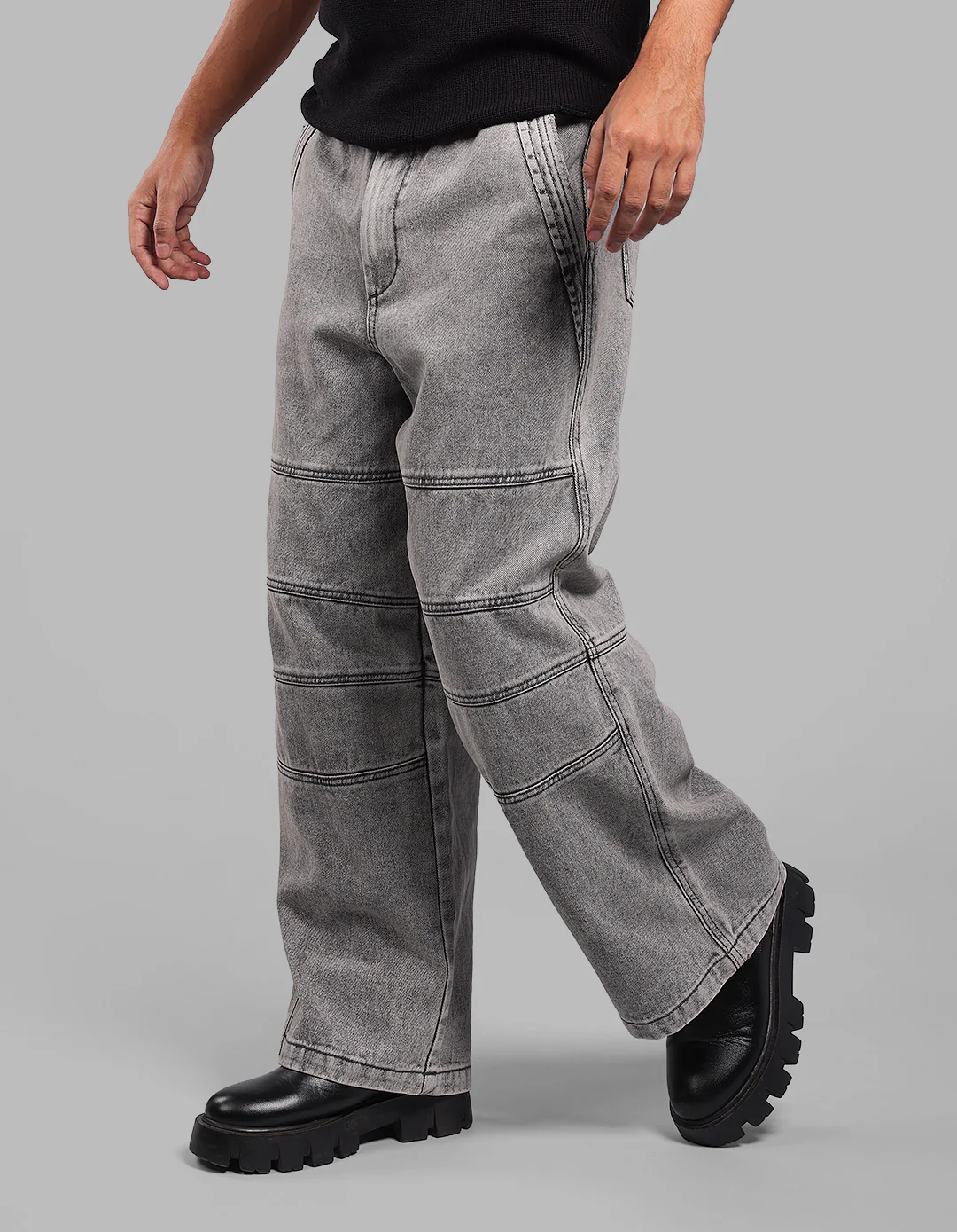 Charcoal Extra Loose Fit Denim Pant - Image 5