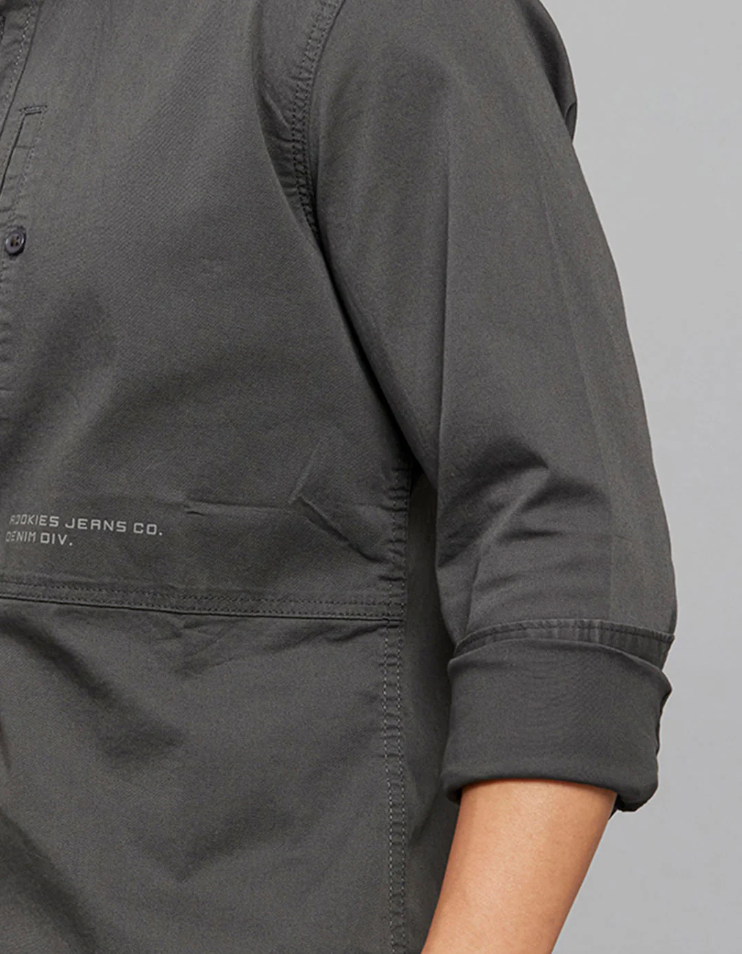Charcoal Full Sleeves Cargo Shirt - Image 6
