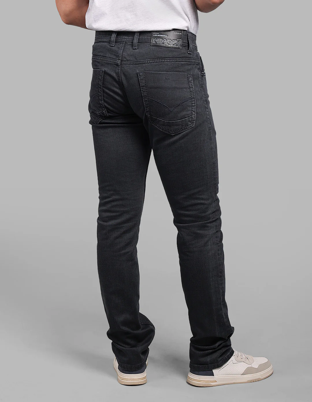 Charcoal Grey Mid-Rise Slim Straight Fit Stretch Jeans - Image 6