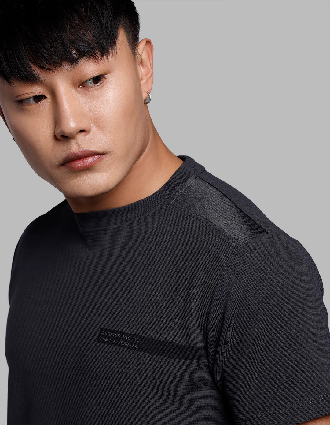 Charcoal Half Sleeves Round Neck Tee - Image 6