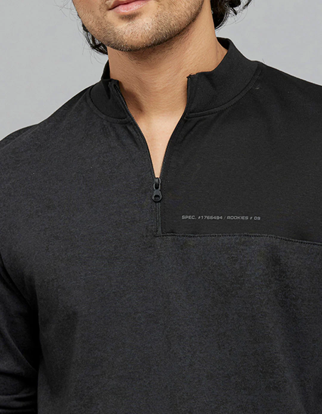 Charcoal Full Sleeves Zipper Neck Tee - Image 6