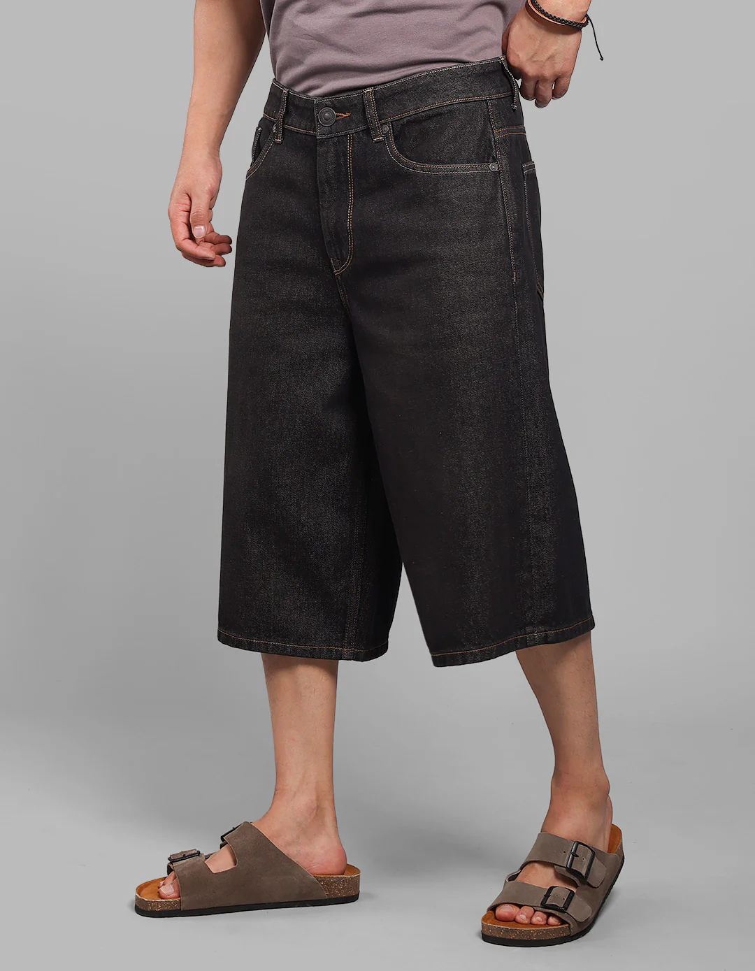 Charcoal Loose Fit Jorts - Image 3