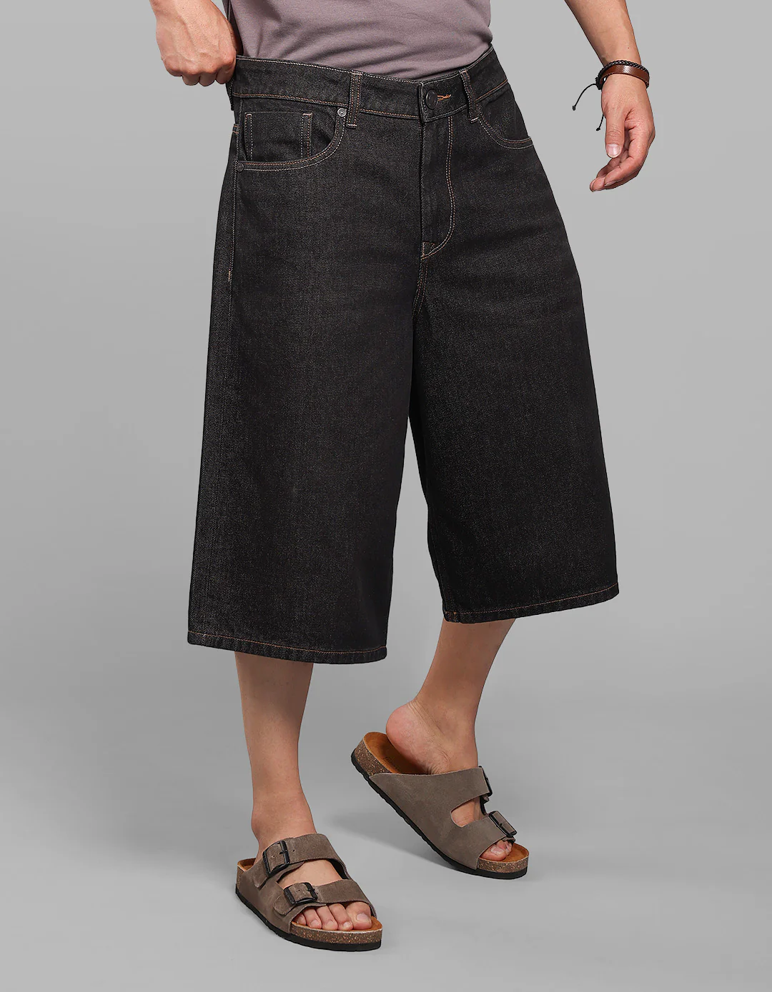 Charcoal Loose Fit Jorts - Image 4
