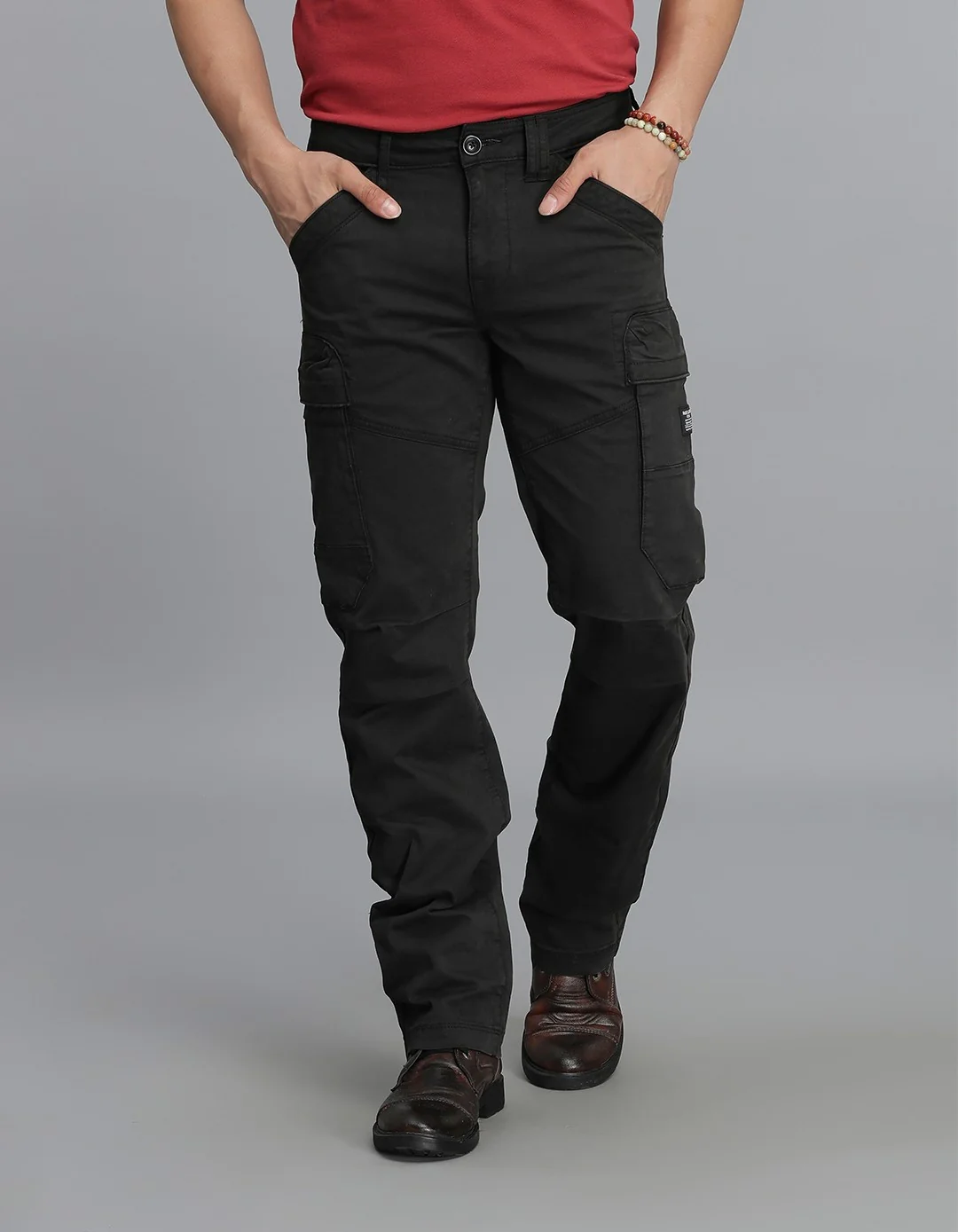 Charcoal Regular Fit Cargo Pant