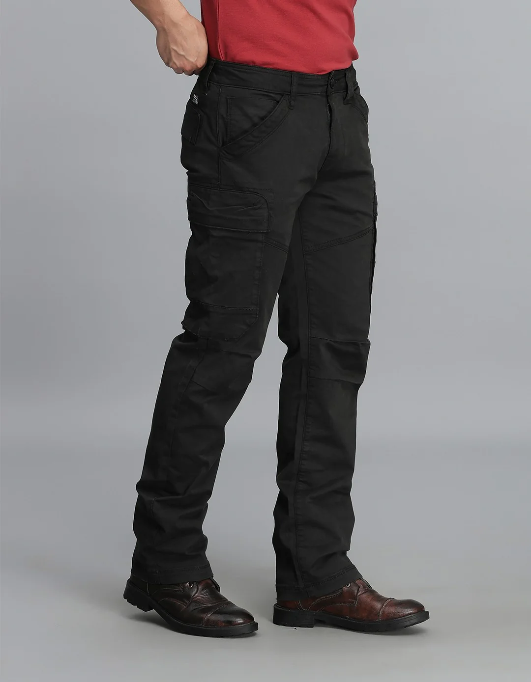 Charcoal Regular Fit Cargo Pant - Image 4