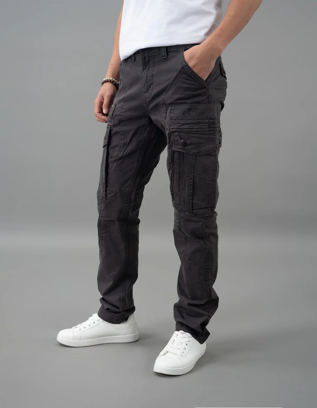 Charcoal Regular Fit Cargo Pant - Image 3