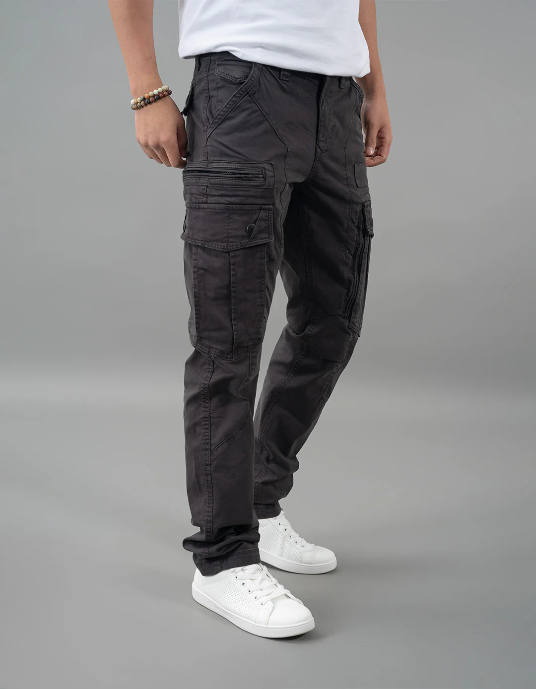 Charcoal Regular Fit Cargo Pant - Image 4