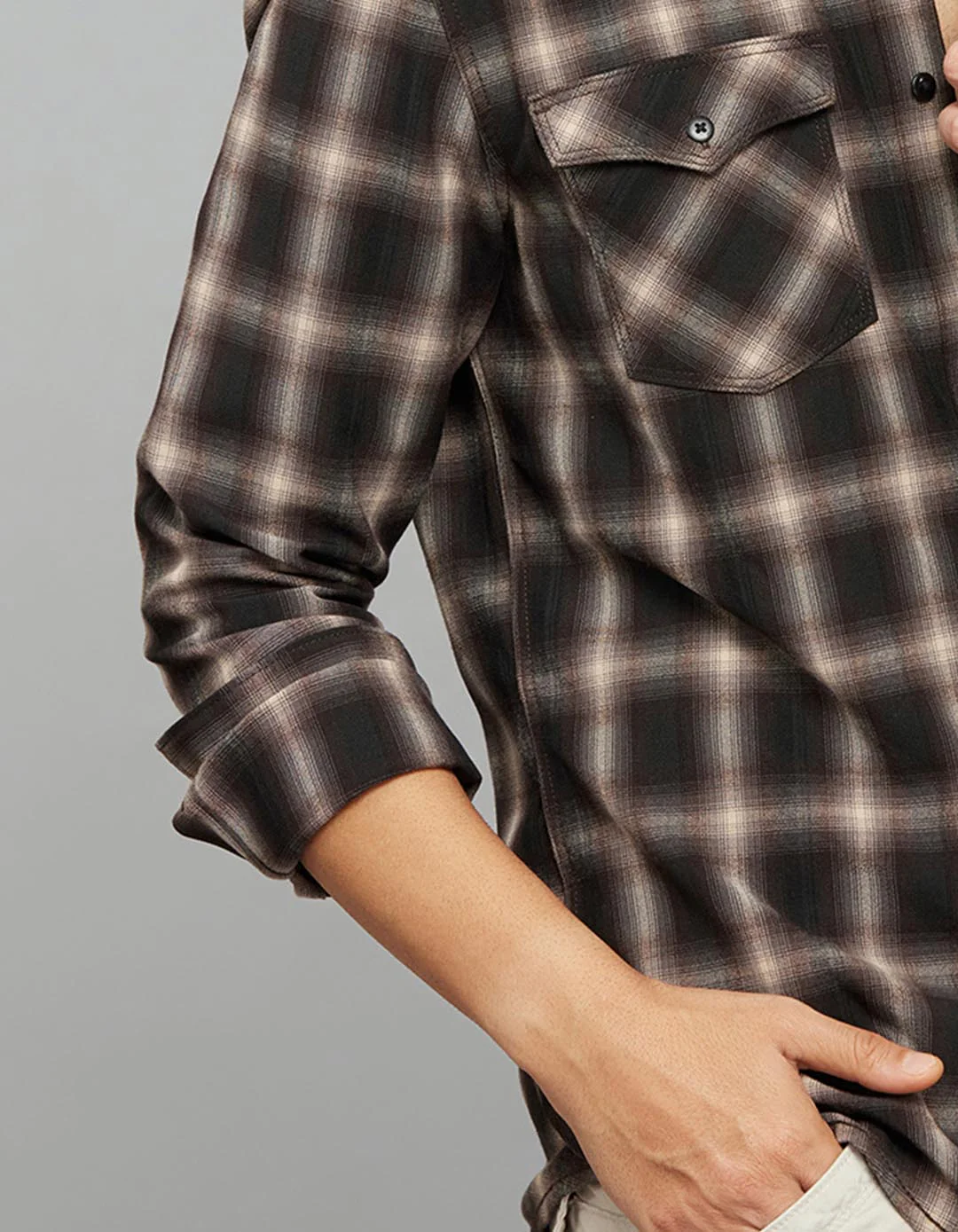 Coffee Beige Full Sleeves Check Shirt - Image 6