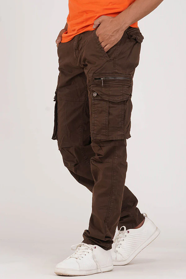 Coffee Brown Regular Fit Cargo Pant - Image 3