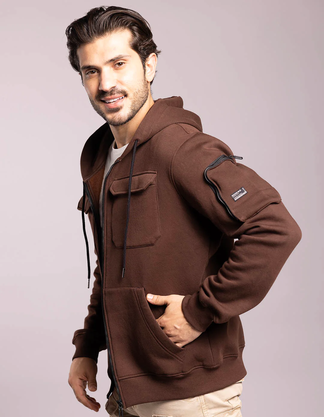 Coffee Full Sleeves Zipper Hoodie - Image 3