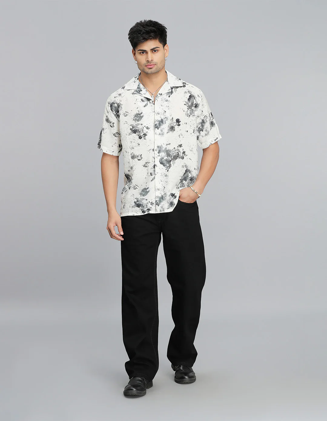 Cream B Green Half Sleeves Printed Shirt - Image 2