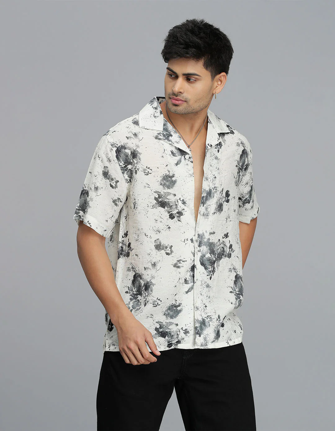 Cream B Green Half Sleeves Printed Shirt - Image 3