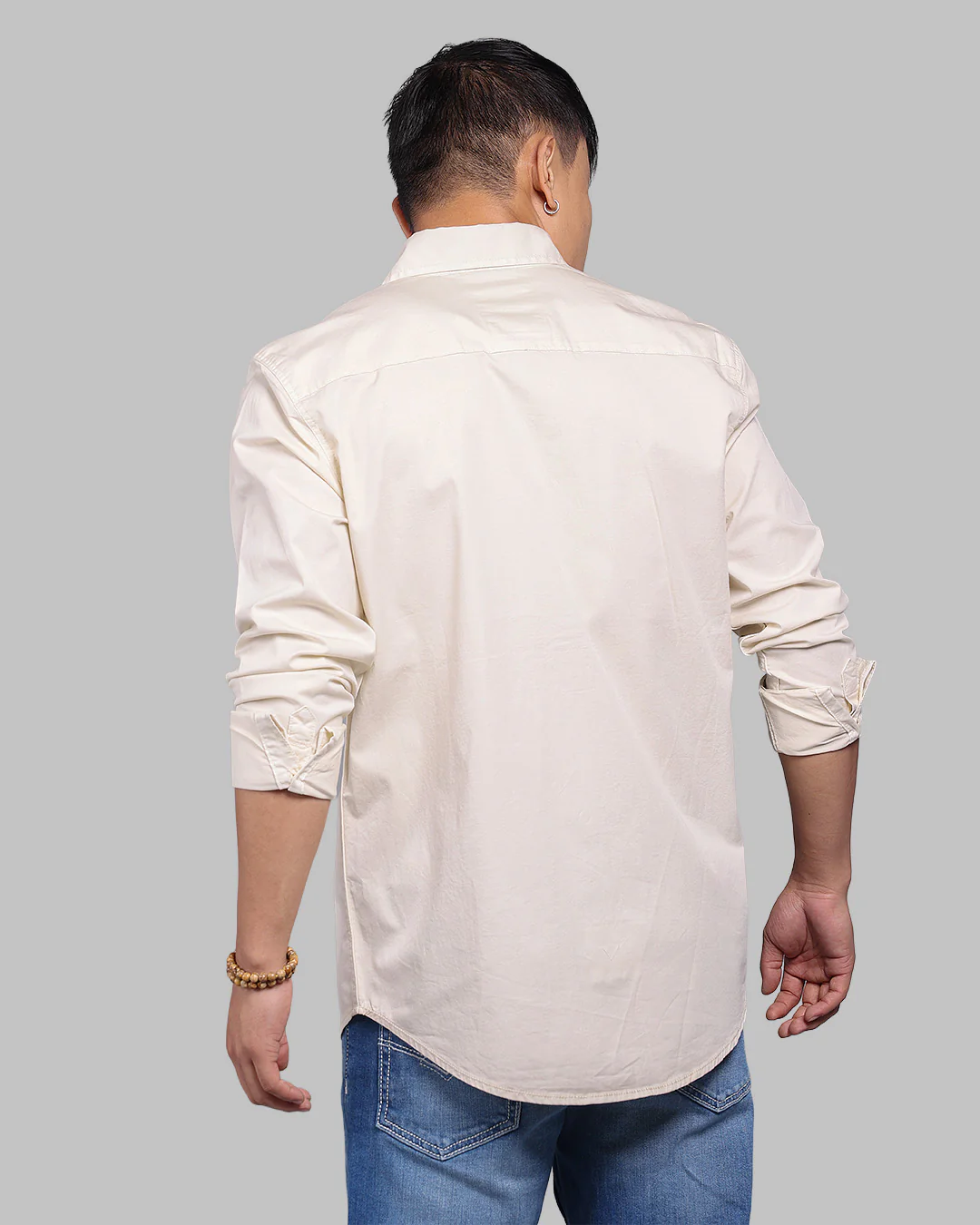 Cream Full Sleeve Stretch Cargo Shirt - Image 6