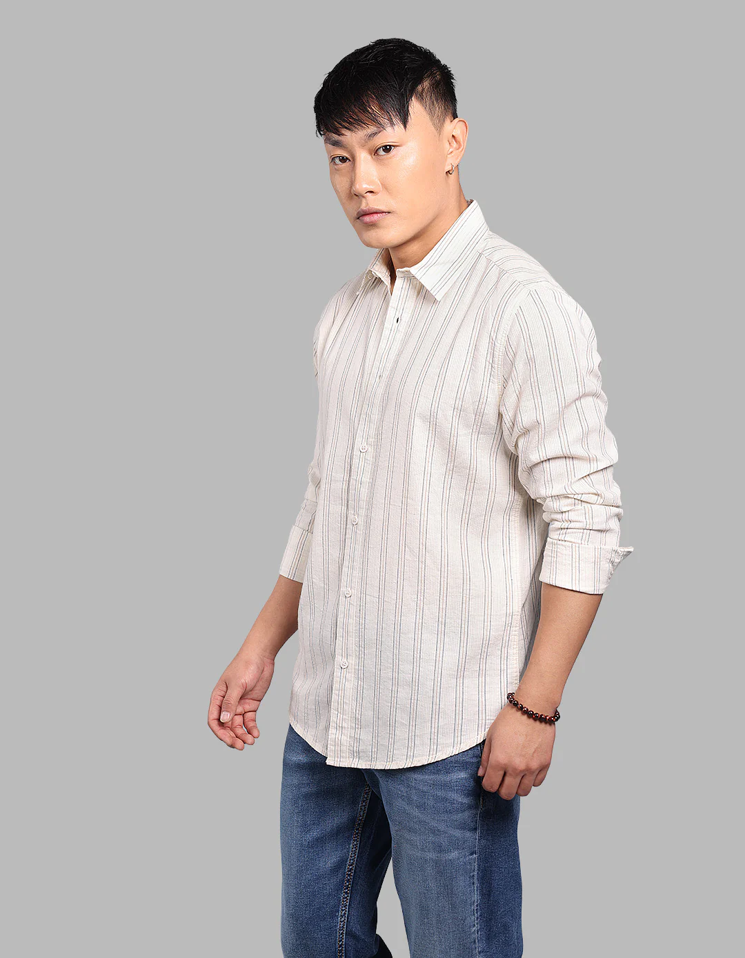 Cream Full Sleeve Stripe Shirt - Image 3