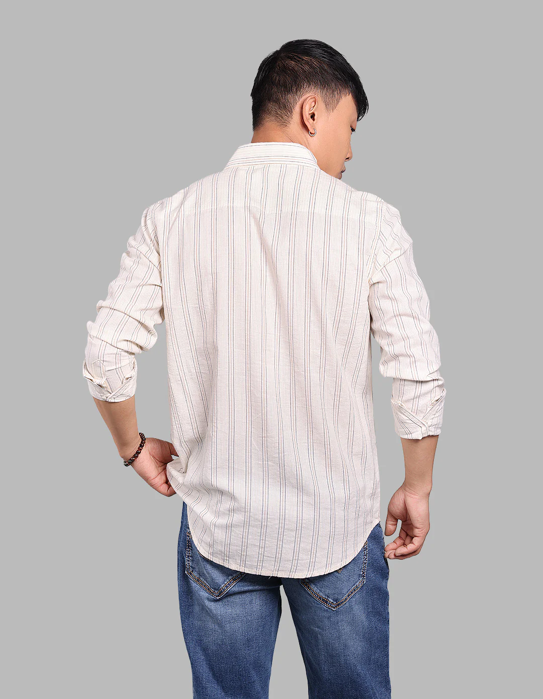 Cream Full Sleeve Stripe Shirt - Image 5