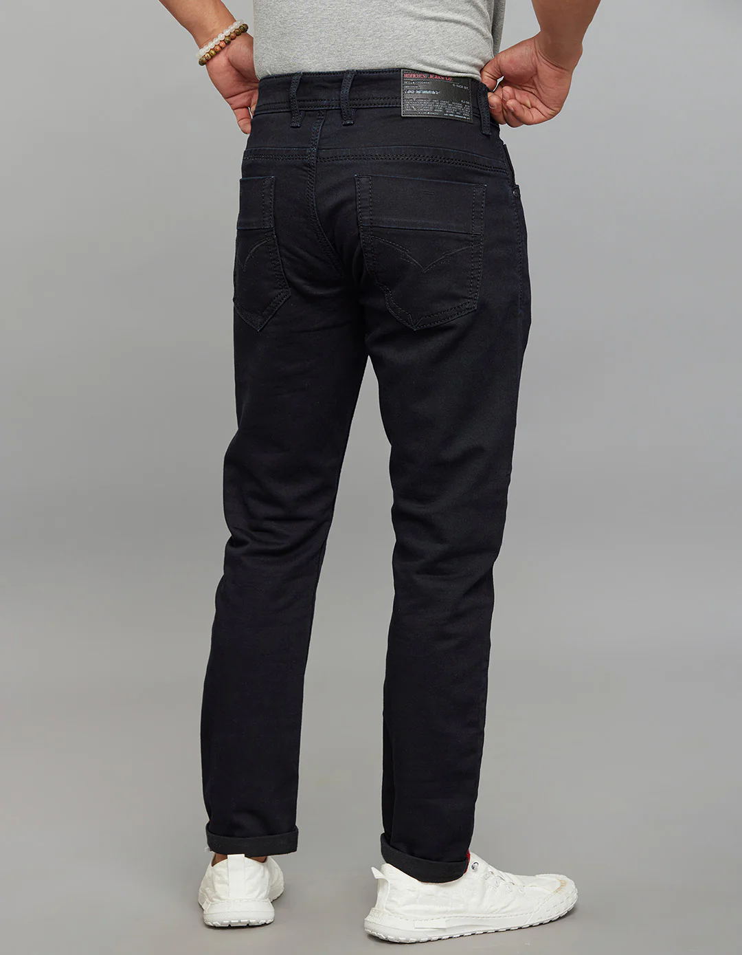Dark Blue Low-Rise Ankle Length Knit Stretch Jeans - Image 5