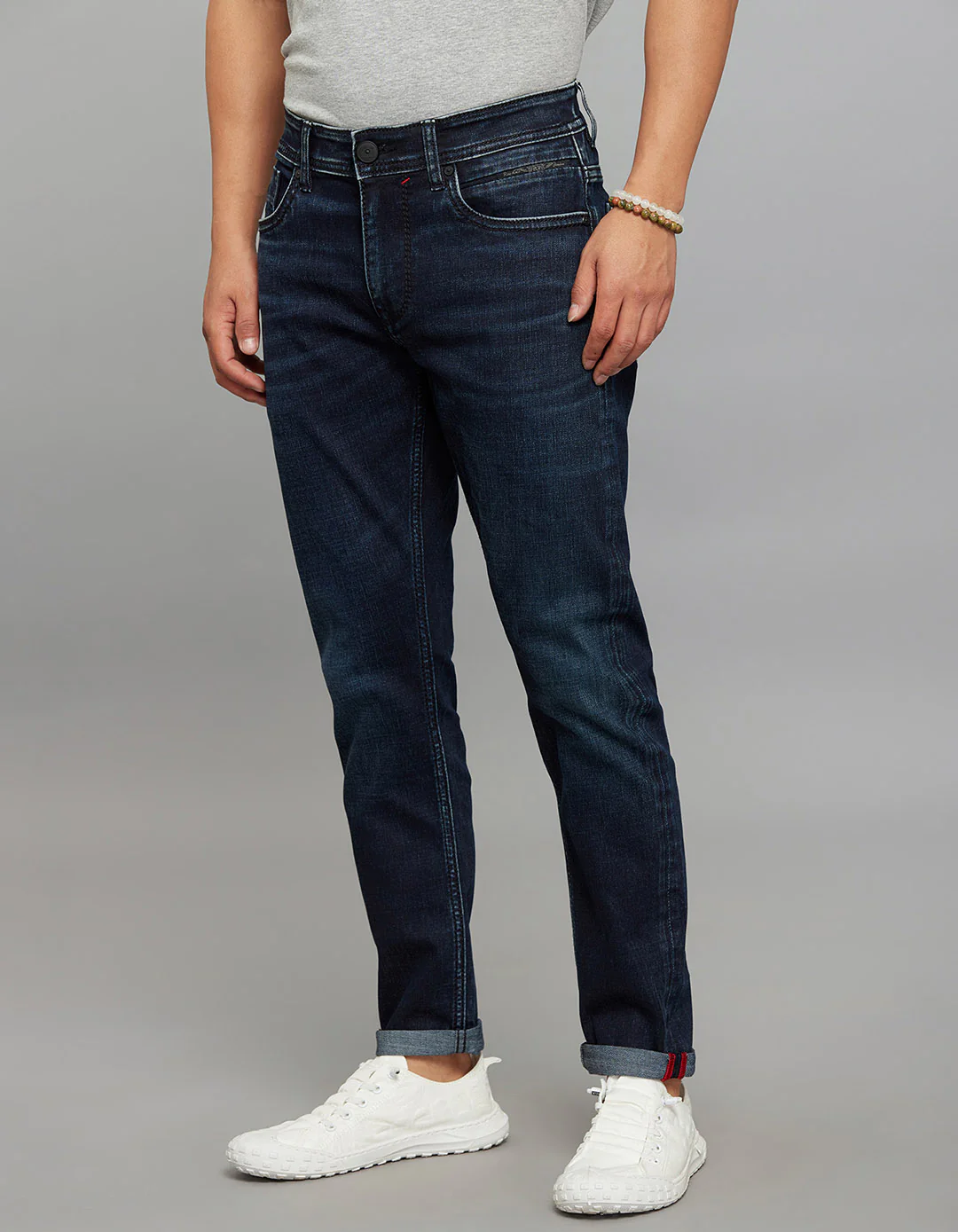 Dark Blue Low-Rise Ankle Length Stretch Jeans - Image 3