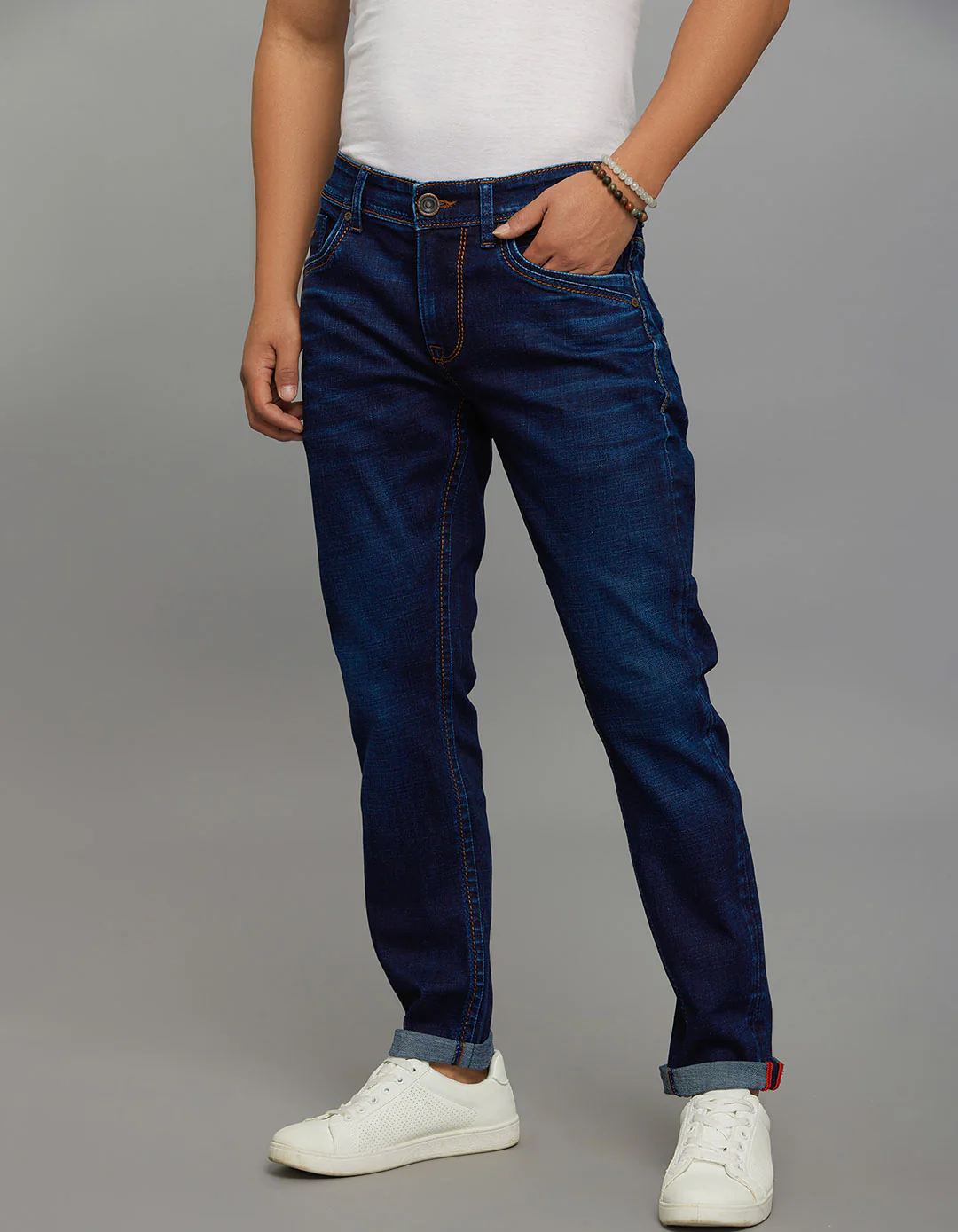 Dark Blue Low-Rise Ankle Length Stretch Jeans - Image 3