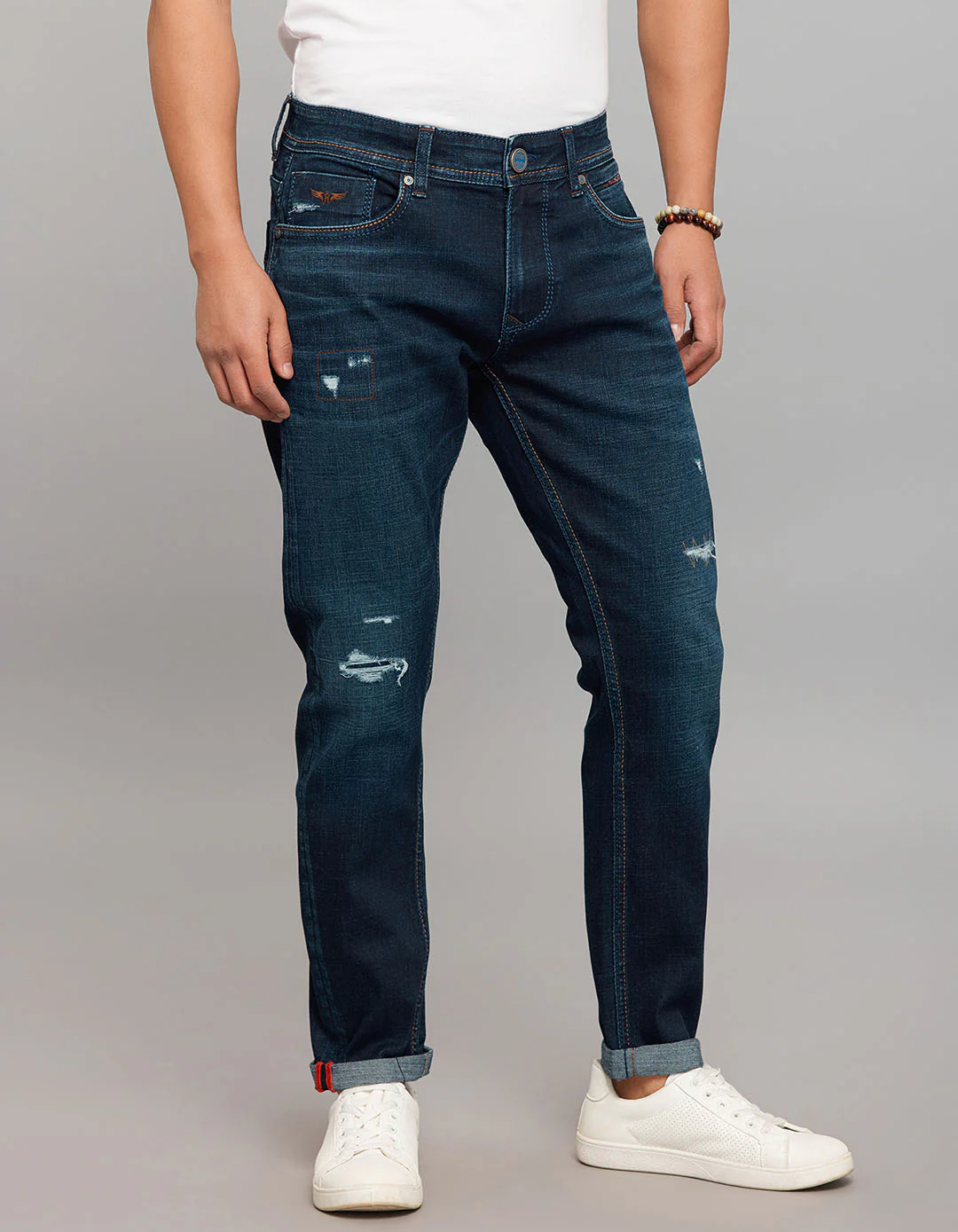 Dark Blue Low-Rise Ankle Length Stretch Jeans - Image 4