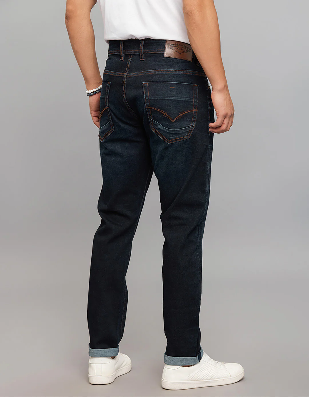 Dark Blue Low-Rise Tapered Ankle Length Classic Stretch Jeans - Image 4
