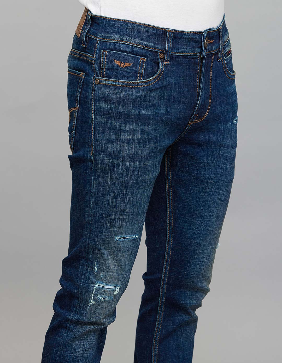 Dark Blue Low-Rise Tapered Ankle Length Stretch Jeans - Image 5