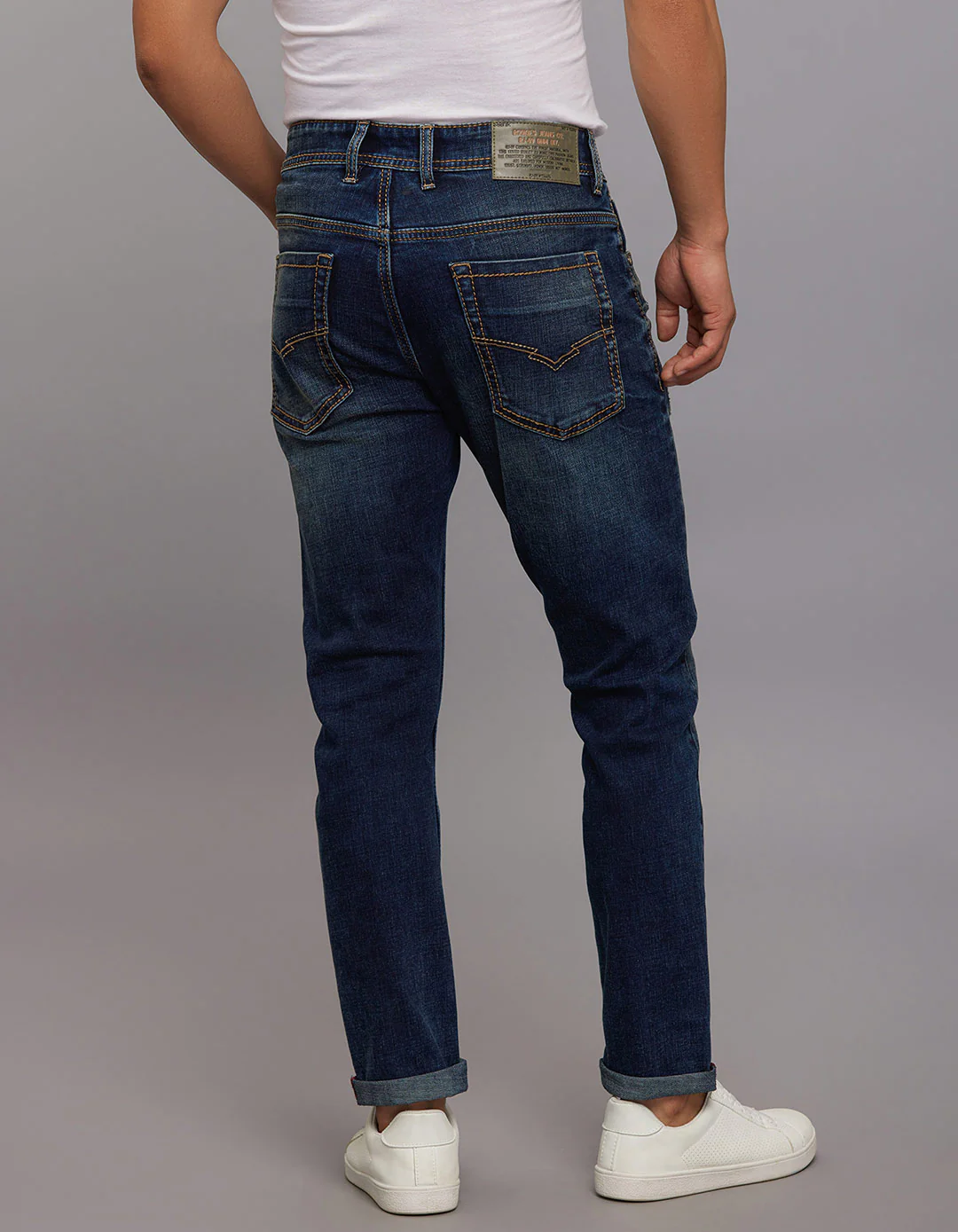 Dark Blue Low-Rise Tapered Ankle Length Stretch Jeans - Image 5