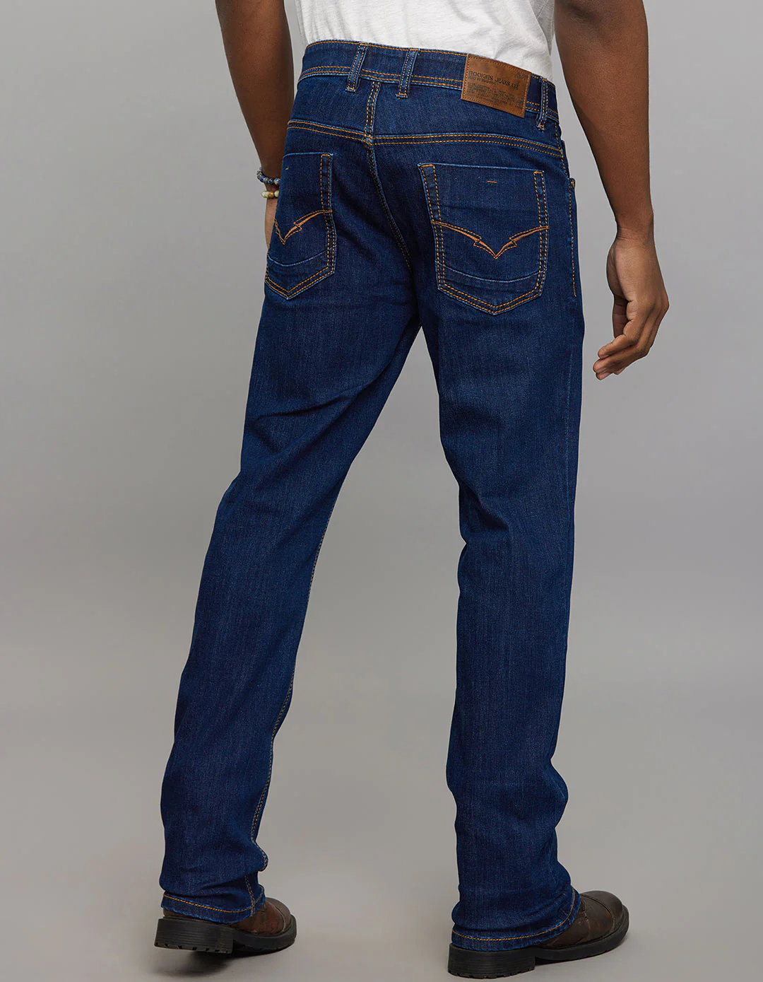 Dark Blue Mid Rise Loose Boot Leg Stretch Jeans - Image 6