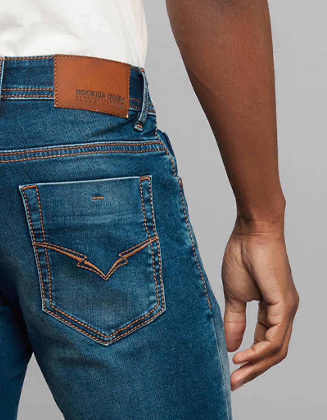 Dark Blue Mid Rise Loose Boot Leg Stretch Jeans - Image 6