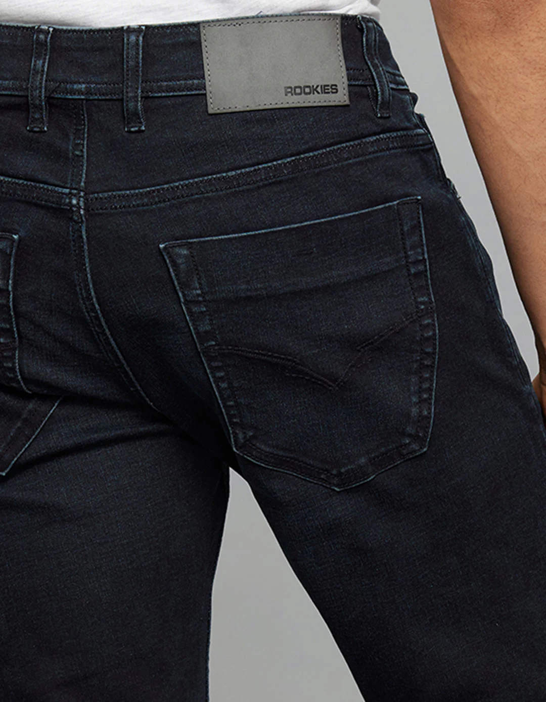 Dark Blue Mid-Rise Slim Straight Fit Classic Stretch Jeans - Image 6