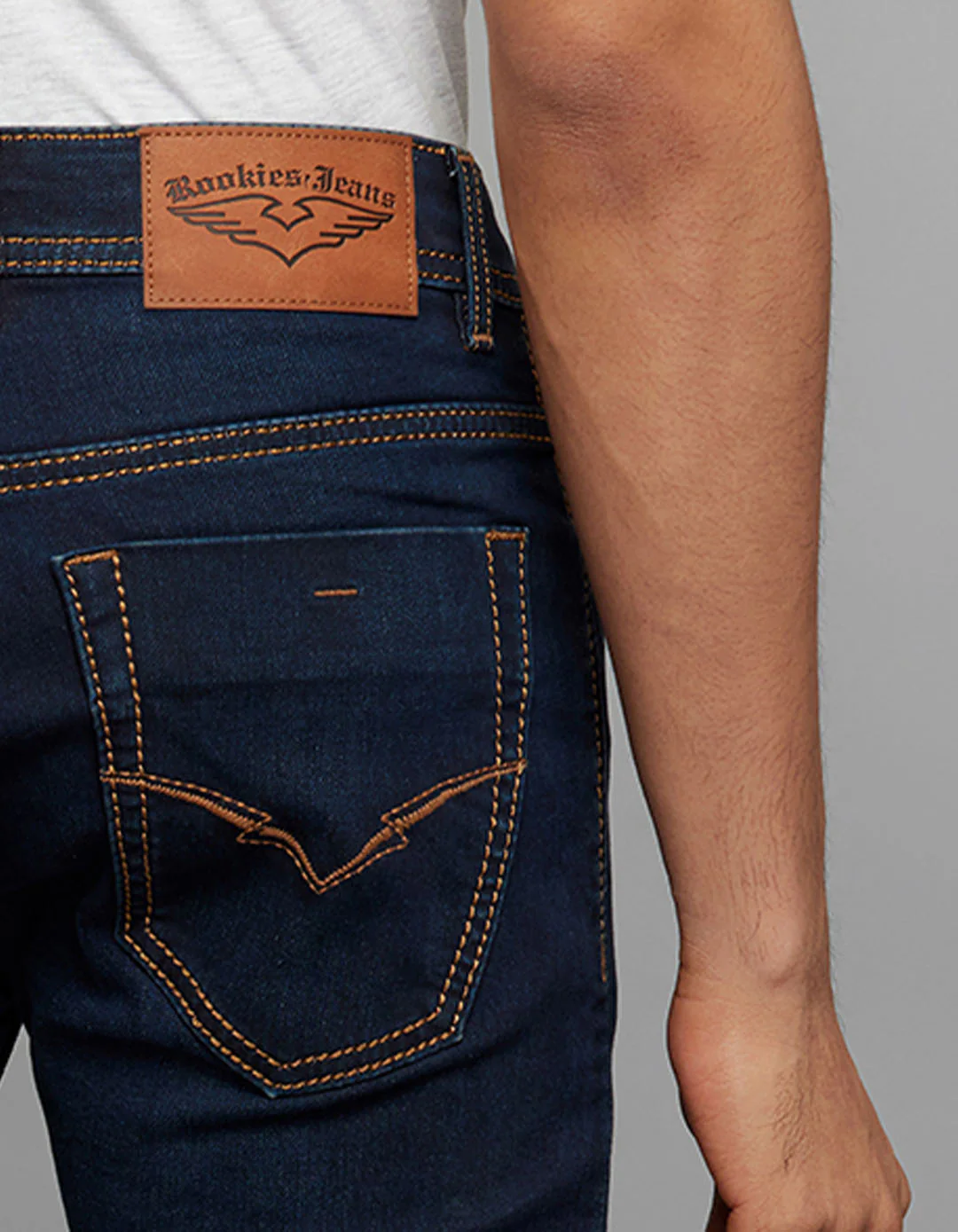 Dark Blue Mid-Rise Slim Straight Fit Stretch Knit Jeans - Image 6
