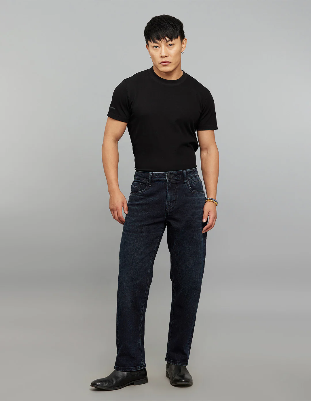 Dark Blue Midrise, Comfort And Straight Fit Stretch Jeans - Image 2