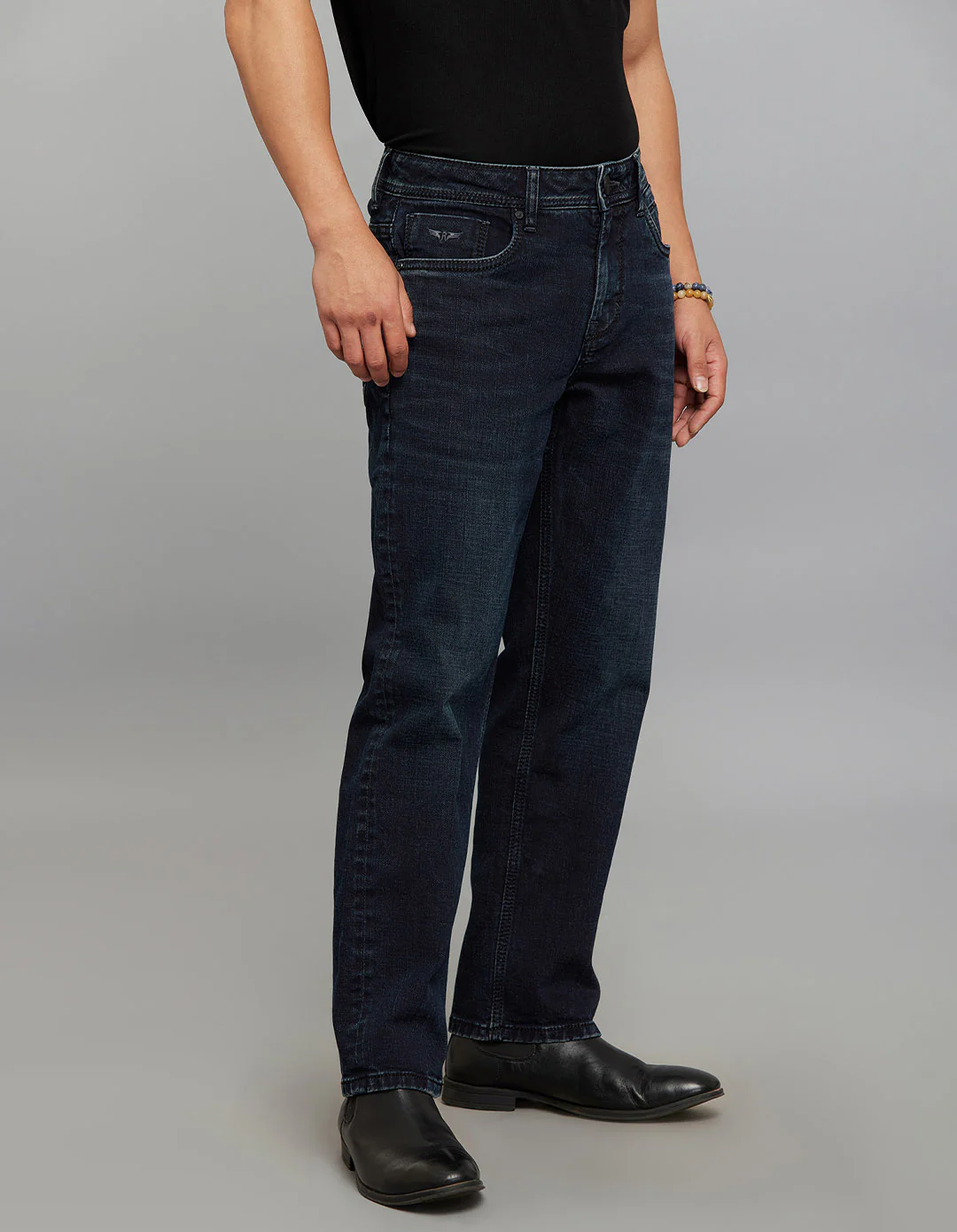 Dark Blue Midrise, Comfort And Straight Fit Stretch Jeans - Image 3