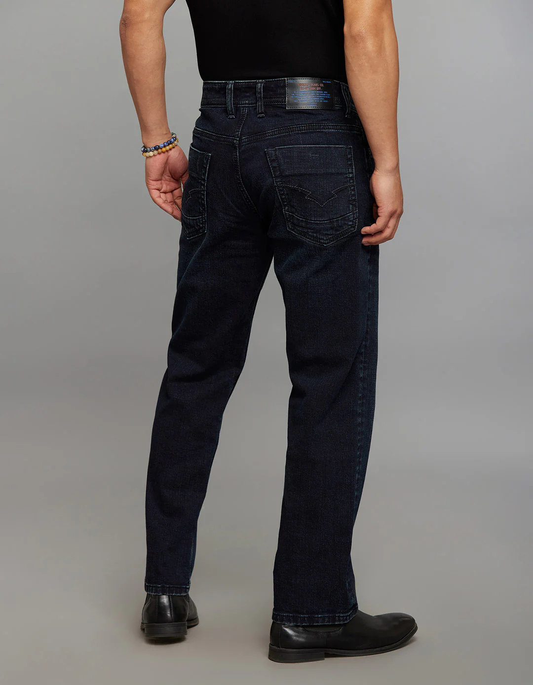 Dark Blue Midrise, Comfort And Straight Fit Stretch Jeans - Image 4
